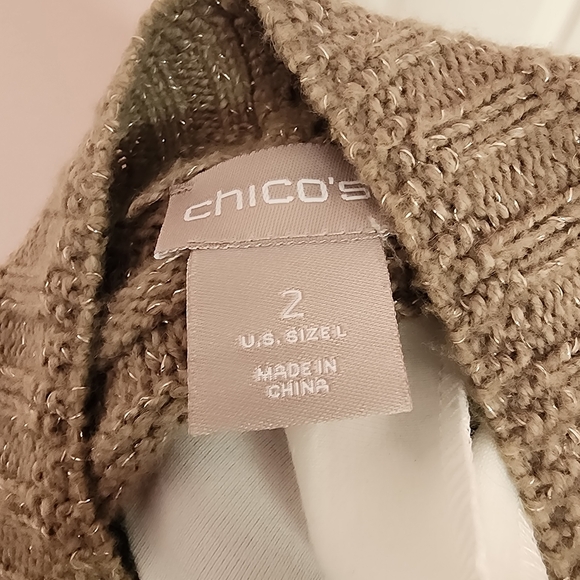 Chico's Taupe Ribbed Cardigan Size 2 - Picture 4 of 4